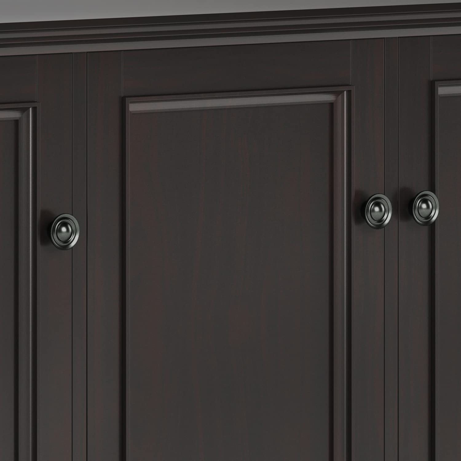SIMPLIHOME Amherst 60-inch Wide Solid Wood 3-Door Storage Cabinet in Hickory Brown, Transitional-Style Buffet Sideboard for Living Room, Dining Room or Entryway