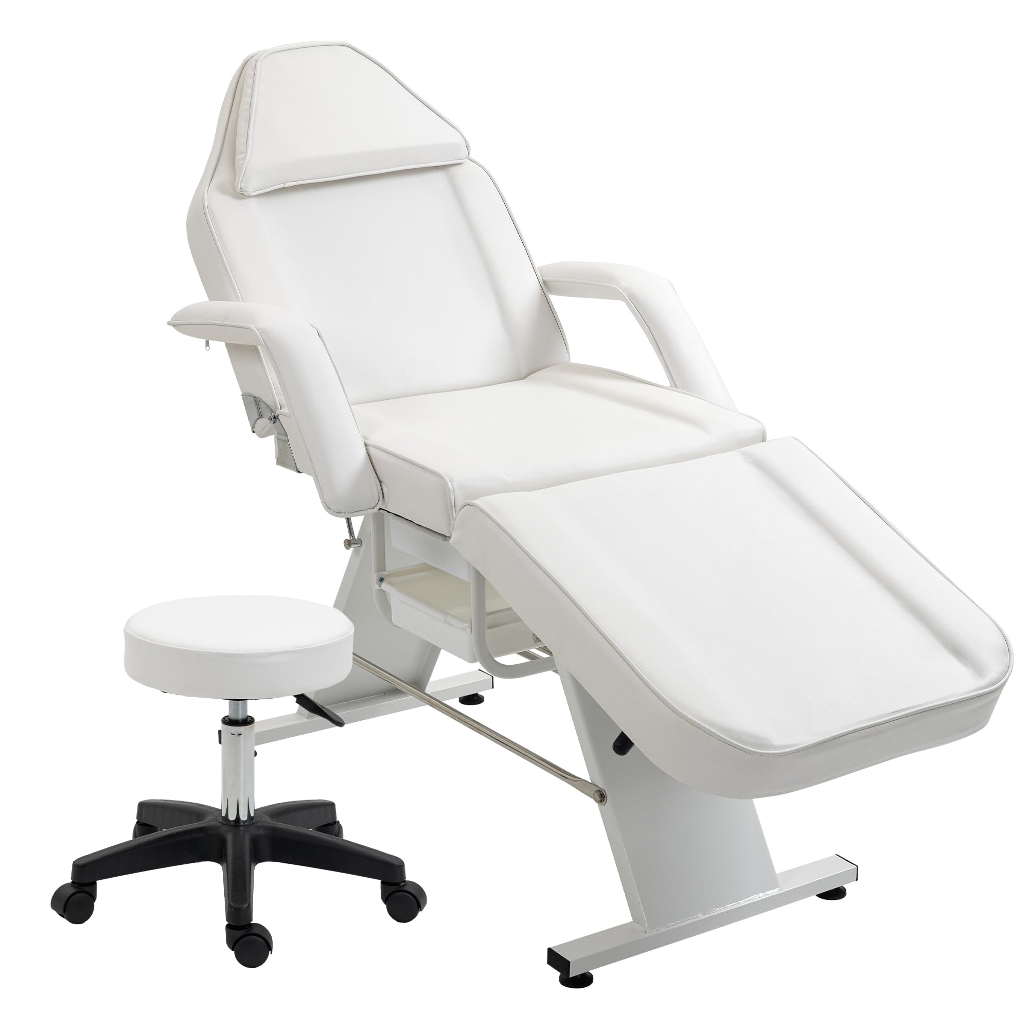 HeureuxBoBo Multi-Purpose 72 in 3-Section Massage Salon Tattoo Chair with Hydraulic Stool, Adjustable Facial Spa Bed, Beauty & Tattoo Equipment