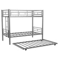 Bellemave Metal Bunk Bed with Trundle, Twin Over Twin Bunk with Guardrail and Ladder for Kids/Teenagers, Adults, No Box Spring Needed, Silver