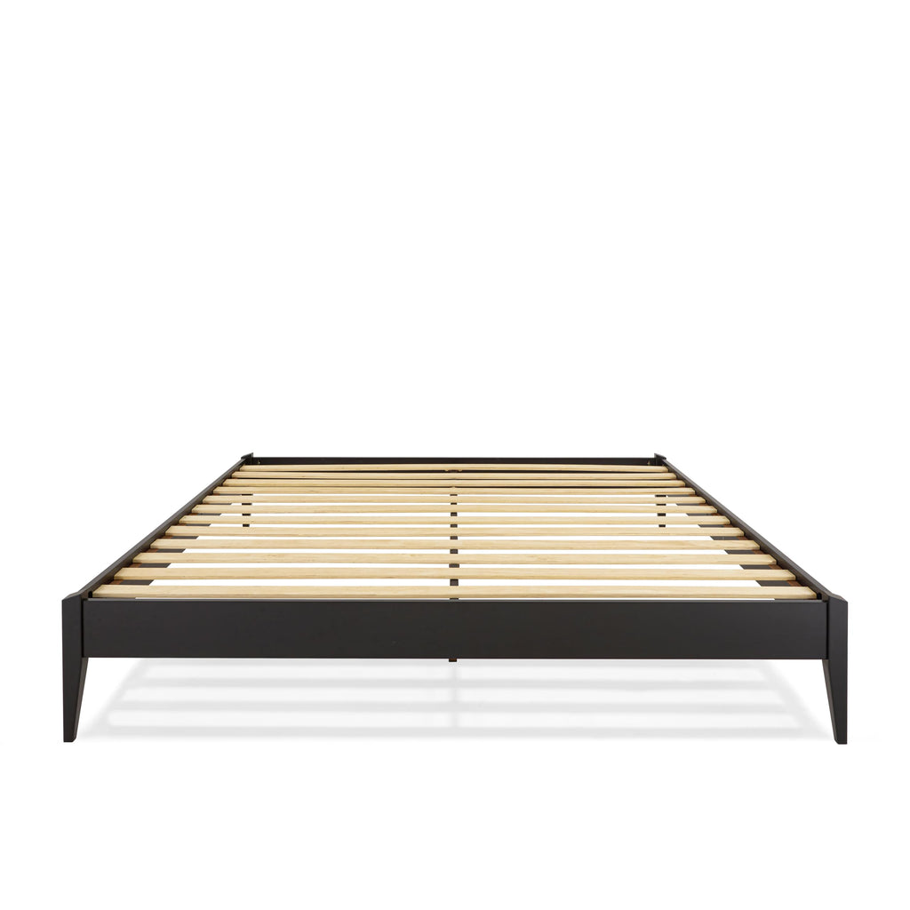 Bme Dinkee King Platform Bed Frame Wood 15 Inch - Solid Wood Bed Frame - Modern & Minimalist Style - 12 Strong Wood Slat Support - Easy Assembly - No Box Spring Needed - Black