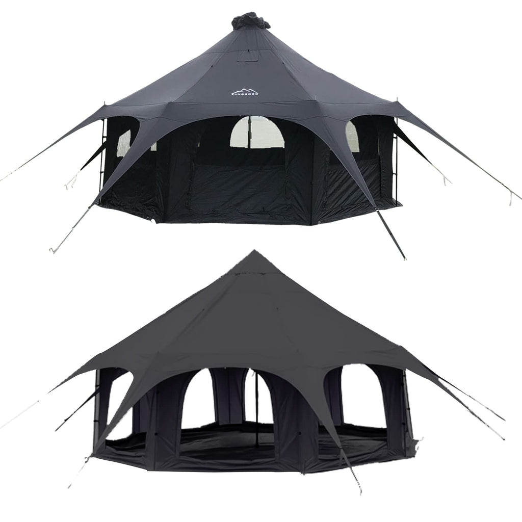Kanggogo 5M Cotton Canvas Tent Bell - Yurts with Stove Jack，16.4ft*High9.2ft ，Breathable and Windproof,Glamping for 6/8/10Person Family Camping (8-10 People)