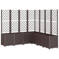 Foknhdi Brown 63 x 63 x 55 in Outdoor Garden Planter with Trellis, Modular Polypropylene Raised Bed for Climbing Plants, UV Stable Flower Box for Patio Balcony Terrace