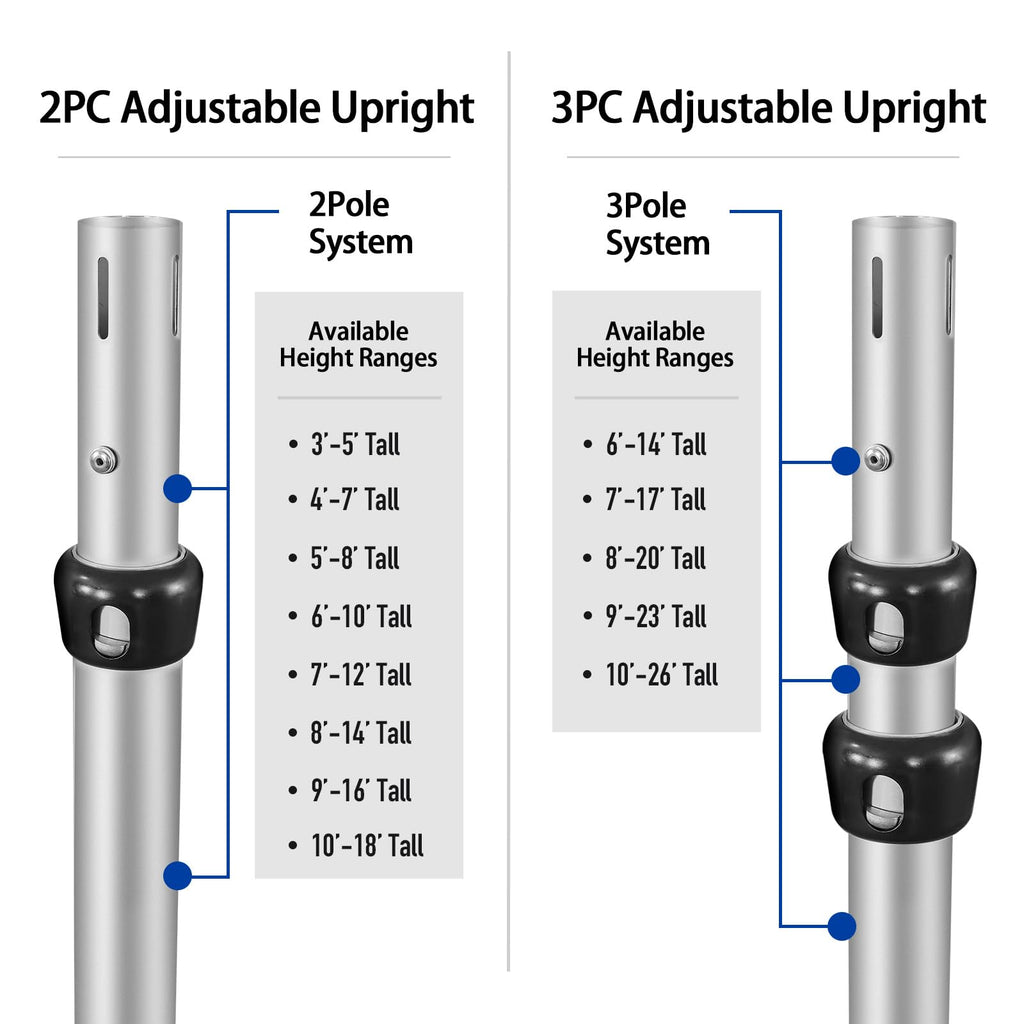 Hecis Pipe and Drape Adjustable Uprights, 8-20ft Upright for Pipe Frame, Backdrop Stand & Curtain Stand & Background Stand -3 Pack