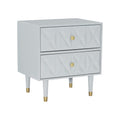 Linon Sheerah Grey Two Drawer Geo Texture Nightstand