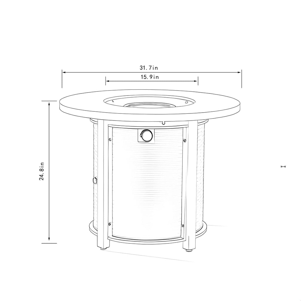 GDFStudio 32" Round Propane Fire Pit Table, 50000 BTU Outdoor Gas Heater with Steel Top & Wicker-Style Base, for Patio Deck Garden Backyard, Black