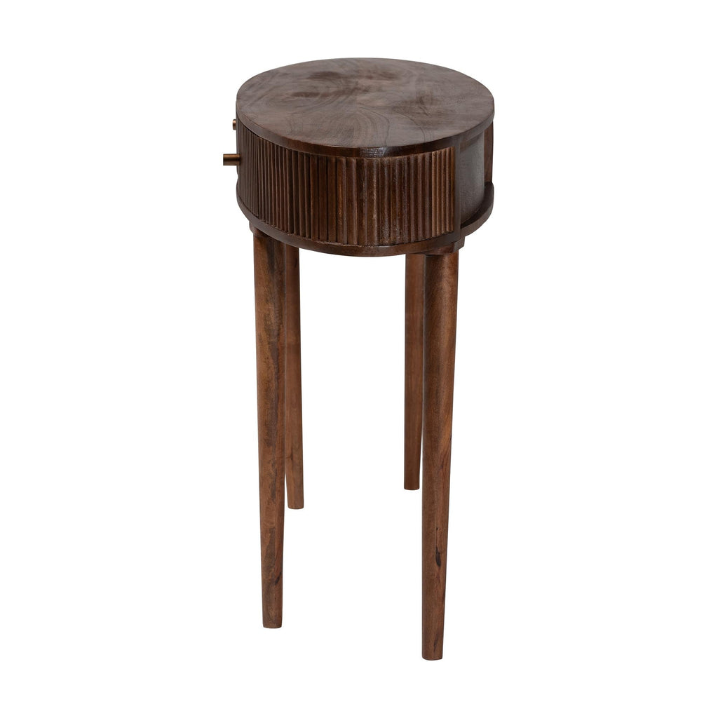 Baxton Studio Linore Fluted Wood Console Table - 2-Drawer Oval Accent Table for Living Room or Entryway