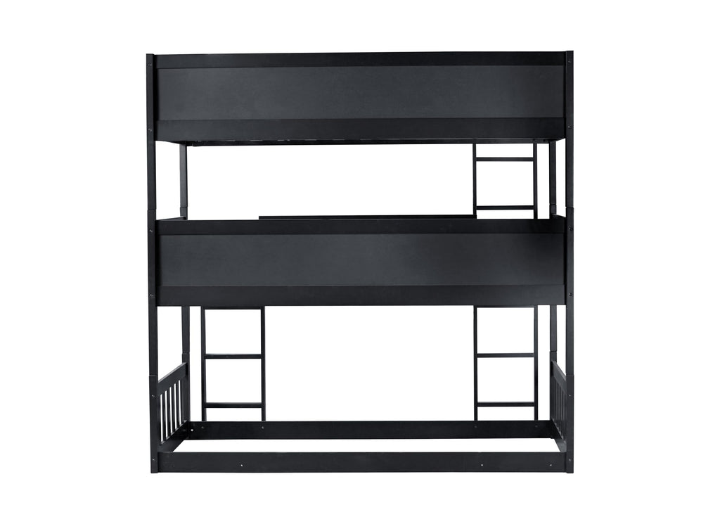 Solid Wood Triple Bunk Bed for 3 Kids, 3 Bed Bunk Beds with Two Built-in Ladders,Twin Over Twin Over Twin Triple Bunk Bed,Detachable Triple Bunk Beds Twin Size,Black