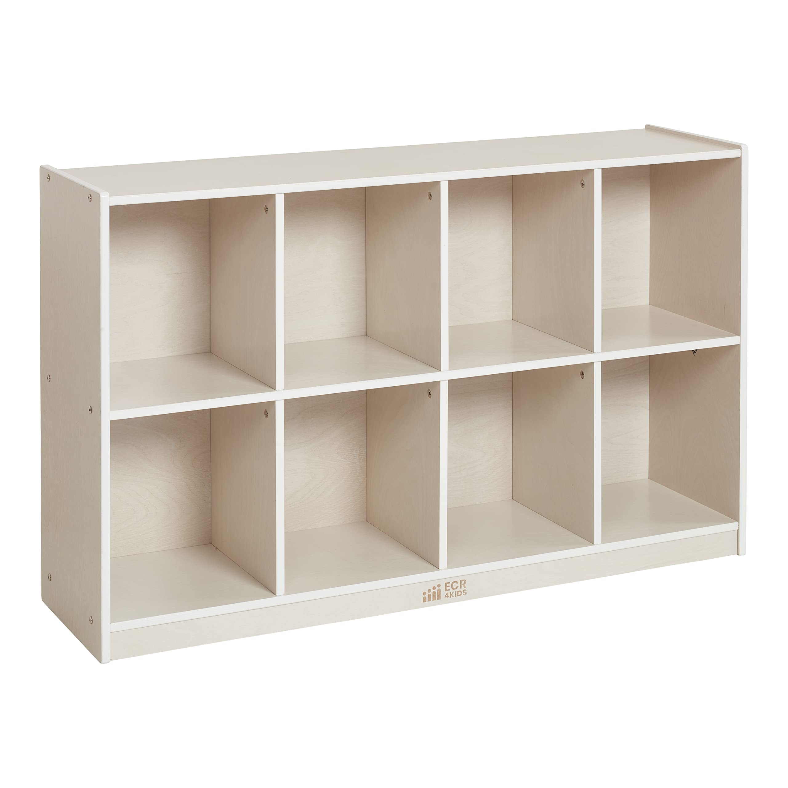 ECR4Kids 8-Compartment Mobile Backpack Storage Cabinet, Classroom Furniture, White Wash