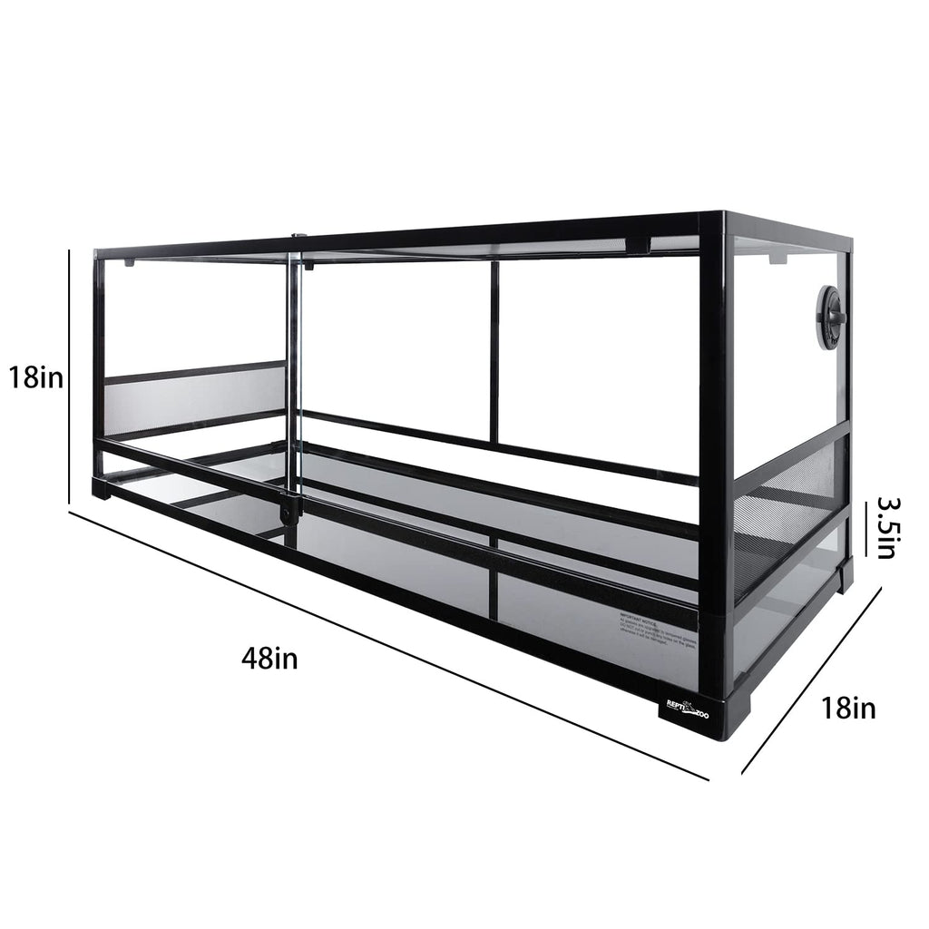 REPTI ZOO Reptile Tempered Glass Extra-Long Terrarium Habitats 48" x 18" x 18" Reptile Amphibians Large Enclosure for Snake/Bearded Dragon/Lizard ect.