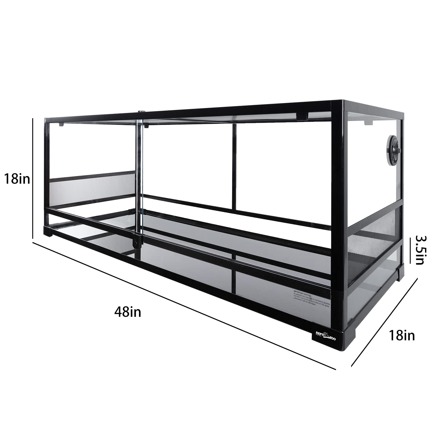 REPTI ZOO Reptile Tempered Glass Extra-Long Terrarium Habitats 48" x 18" x 18" Reptile Amphibians Large Enclosure for Snake/Bearded Dragon/Lizard ect.