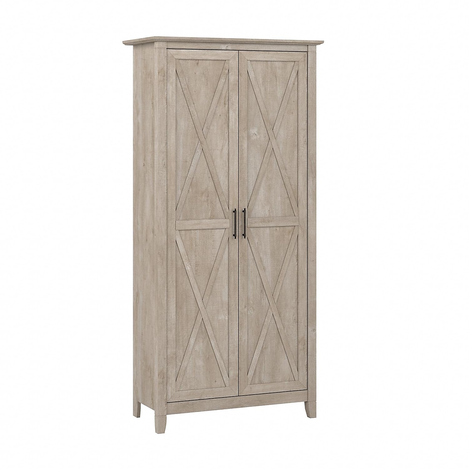 Bush Home Key West Tall Storage Cabinet with Doors in Washed Gray