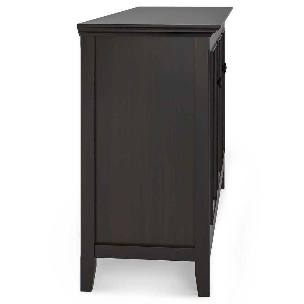 SIMPLIHOME Amherst 60-inch Wide Solid Wood 3-Door Storage Cabinet in Hickory Brown, Transitional-Style Buffet Sideboard for Living Room, Dining Room or Entryway