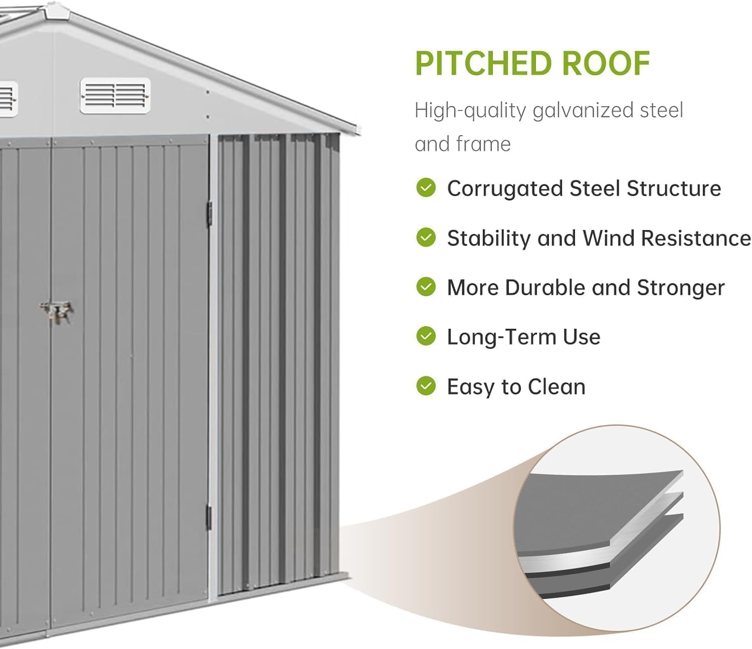 12x10 FT Outdoor Storage Shed, Large Metal Garden Storage Shed with Sloped Roof, Lockable Door, Durable Steel Tool Shed for Lawn Equipment, Backyard, Patio, Yard Organizer, Grey