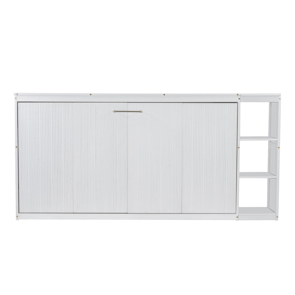 GDFStudio Boden Twin Size Murphy Bed, 4 Storage Shelves, Ample Storage Space, Organized as Cabinet, Saving Space Design, Twin Size Murphy Bed with Bookshelf, Perfect for Small Apartment, White