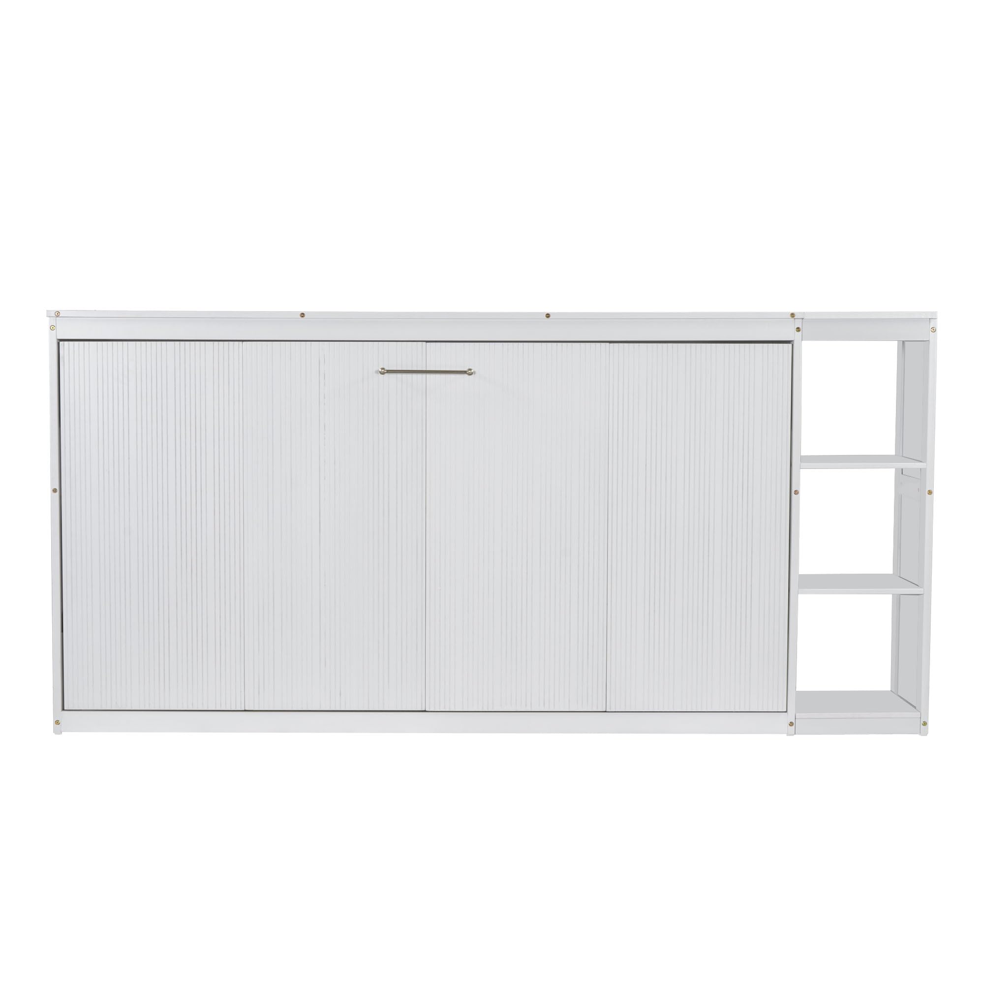 GDFStudio Boden Twin Size Murphy Bed, 4 Storage Shelves, Ample Storage Space, Organized as Cabinet, Saving Space Design, Twin Size Murphy Bed with Bookshelf, Perfect for Small Apartment, White