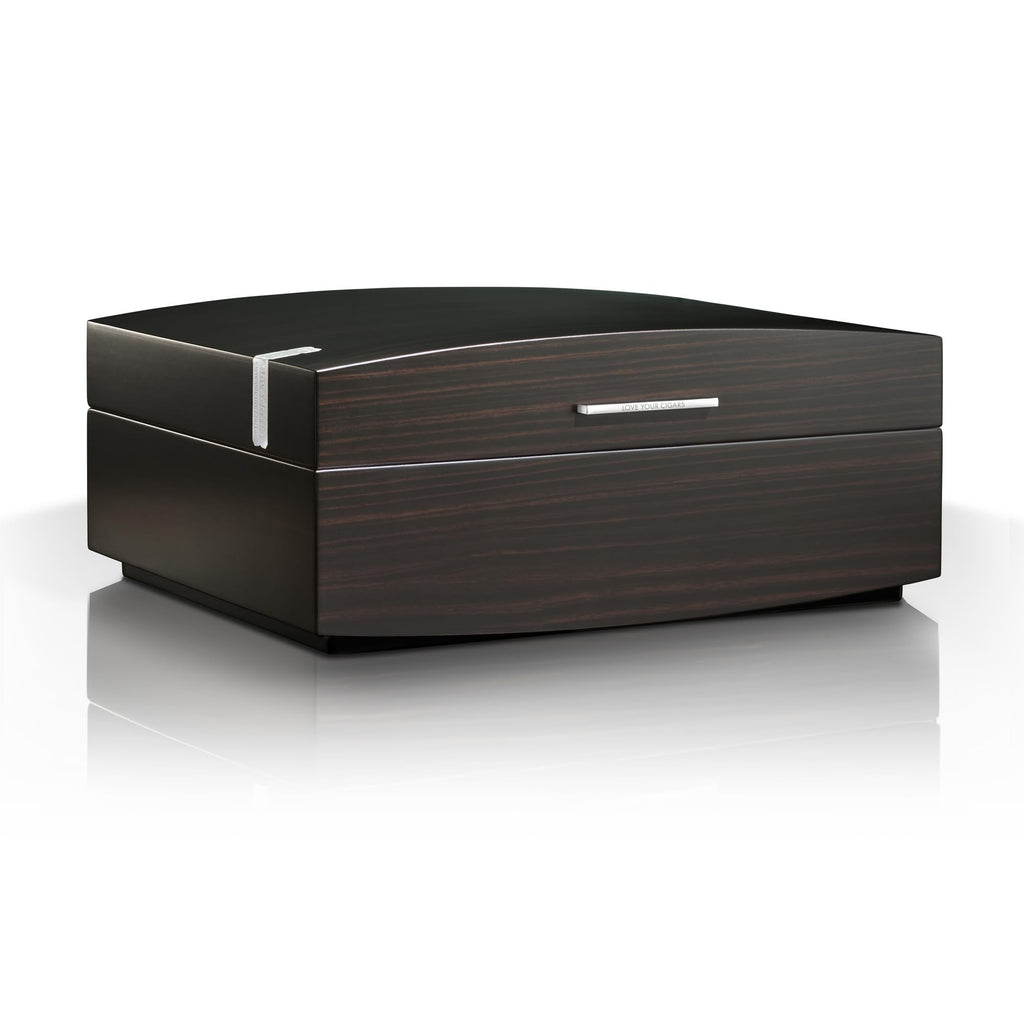 Boveda Bespoke Spanish Cedar Humidor Cigar Box with Macassar Ebony Matte Finish, Custom-Built Holder, Includes 84% Seasoning Packs and 69% Size 320 Humidity Pack, 50 Cigar Capacity