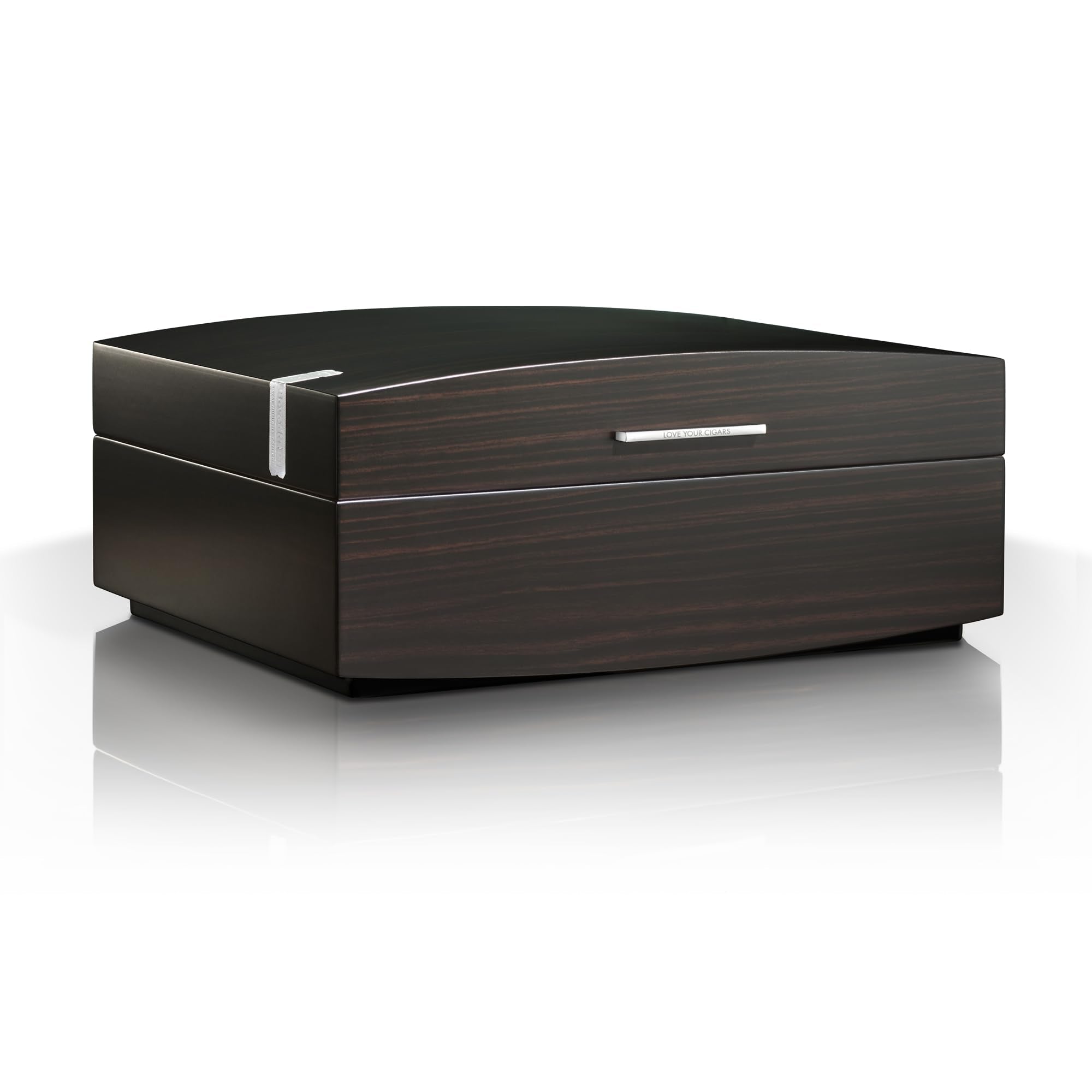 Boveda Bespoke Spanish Cedar Humidor Cigar Box with Macassar Ebony Matte Finish, Custom-Built Holder, Includes 84% Seasoning Packs and 69% Size 320 Humidity Pack, 50 Cigar Capacity