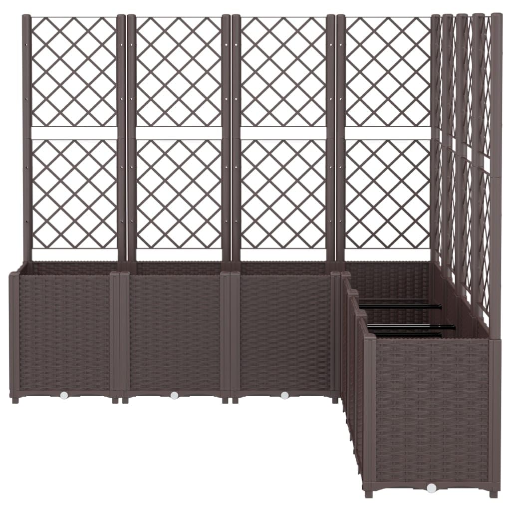 Yanyetangrui Garden Planter with Trellis Brown Polypropylene Large Outdoor Flower Pots 63"x63"x55.1" Modular Rattan Look Box for Patio Porch Garden Plants