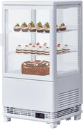 Towallmark Commercial Refrigerator Display Case, 2 Cu.Ft. Countertop Pastry Display Case, Single Door Cake Fridge Bakery Refrigerator with Double-Layered Glass Door and LED Lighting, White