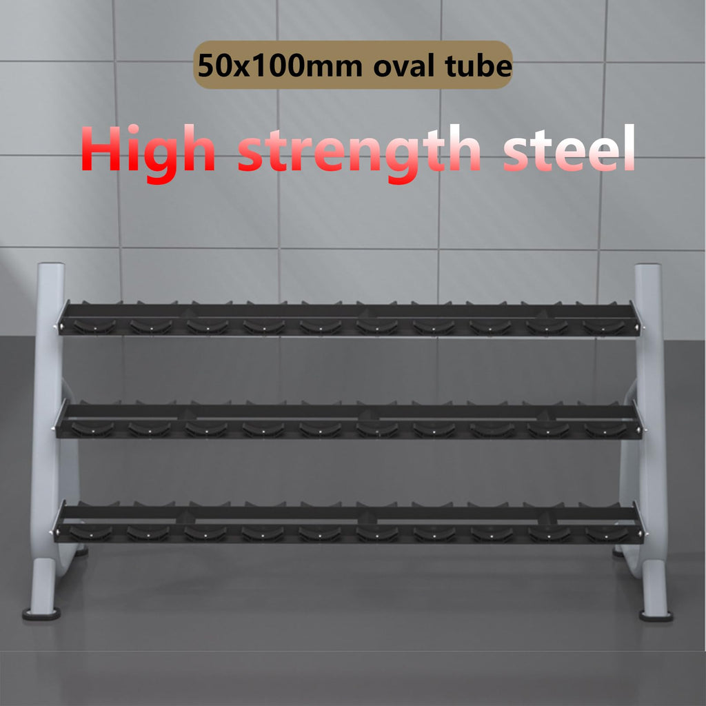 Commercial Steel Dumbbell Rack, 3 Tier Home Fitness Strength Training Dumbbell Storage Rack, 500kg Capacity, Silver, 3mm Thick Reinforced Dumbbell Racks