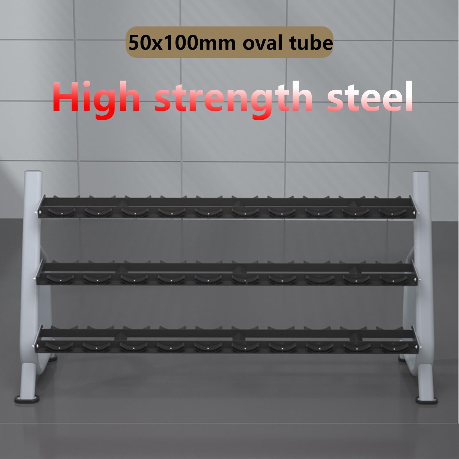Commercial Steel Dumbbell Rack, 3 Tier Home Fitness Strength Training Dumbbell Storage Rack, 500kg Capacity, Silver, 3mm Thick Reinforced Dumbbell Racks