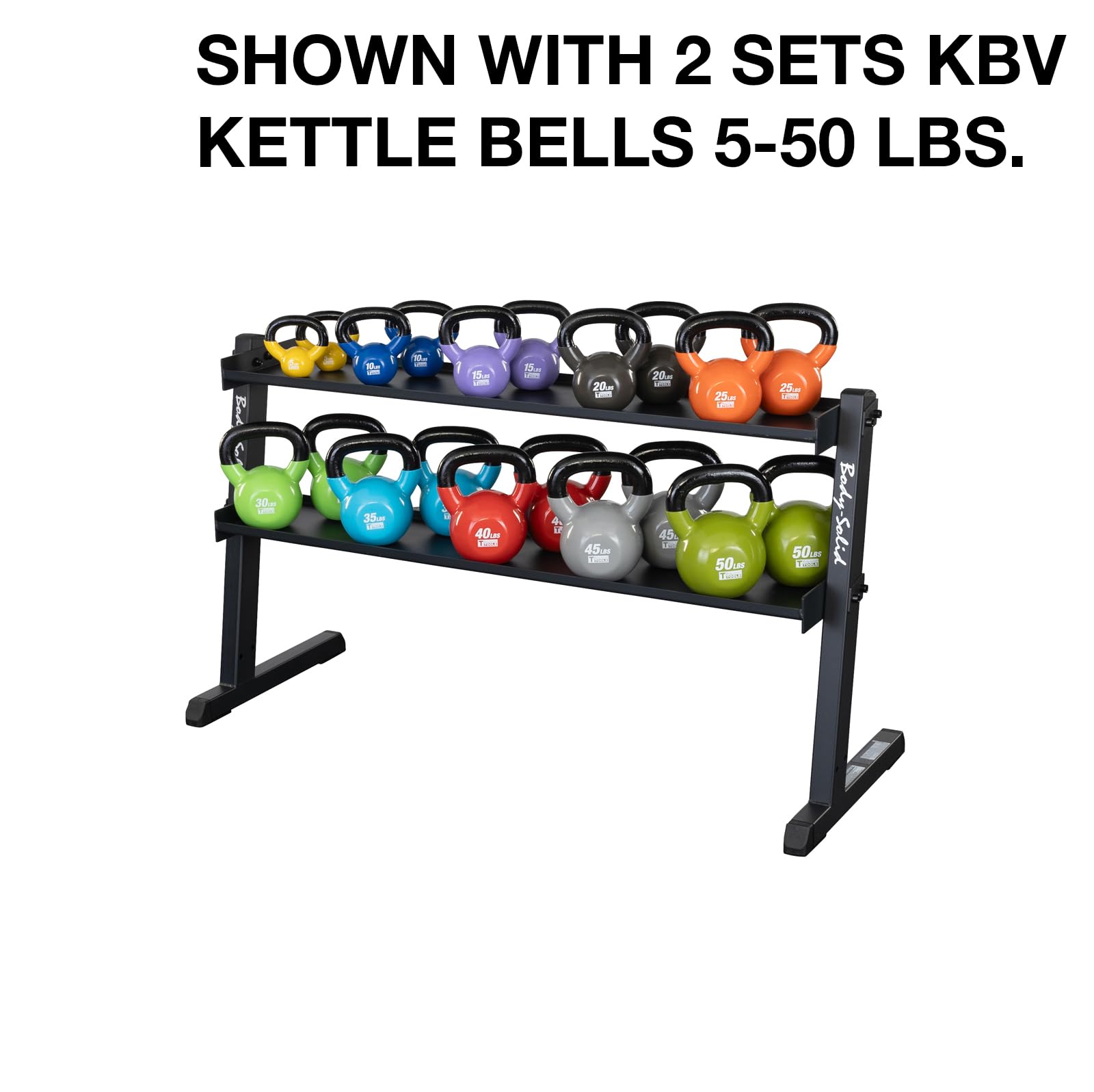 Body Solid (GKR60) 2-Tier Kettlebell Rack, 1000lb Weight Stand Storage, Commercial and Home Gym Strength Training Organizer