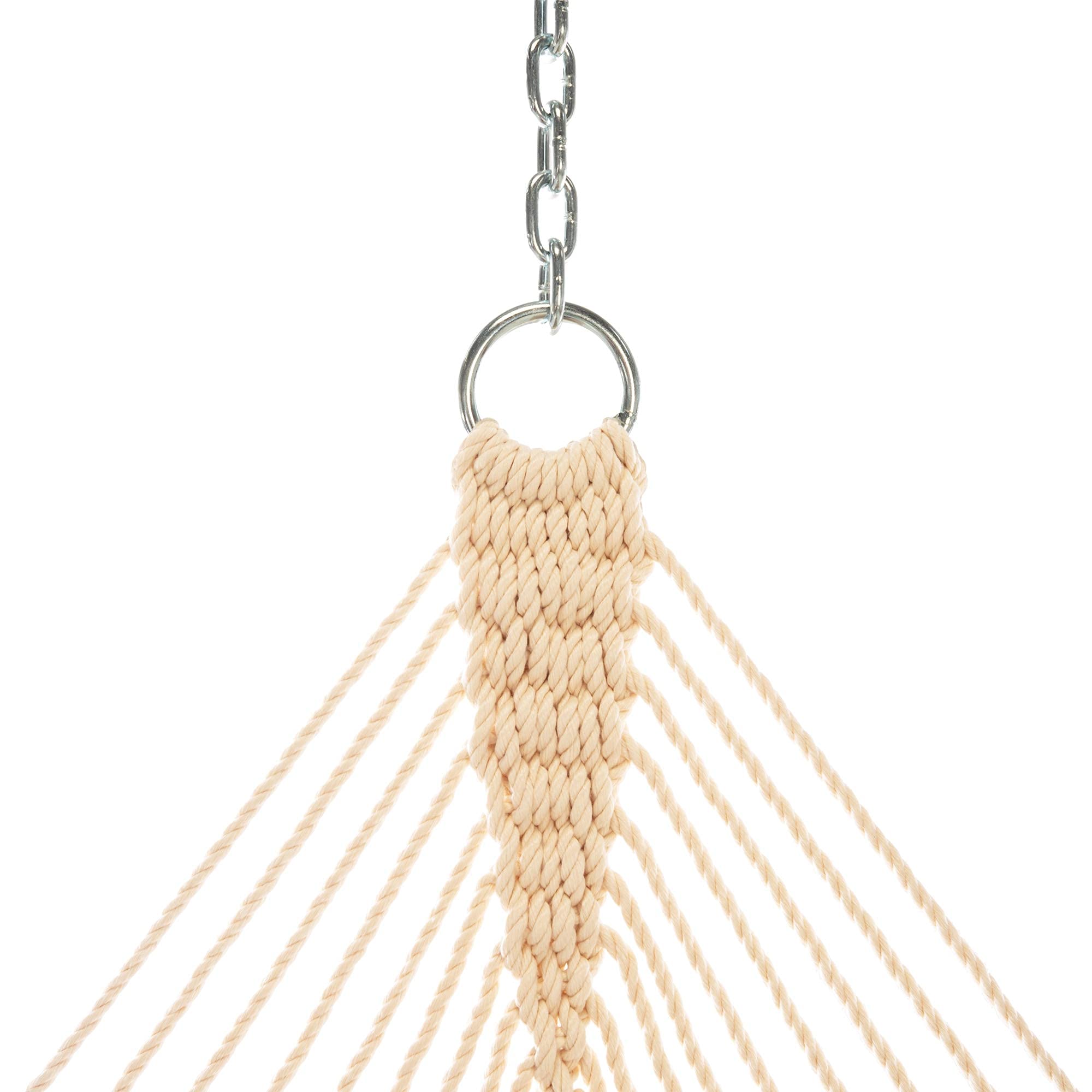 Original Pawleys Island Deluxe Oatmeal DuraCord Rope Hammock – 13 ft. x 60 in., 2-Person, 450 lb Capacity, Oak Spreader Bar, Zinc-Plated Hardware, Handcrafted in the USA