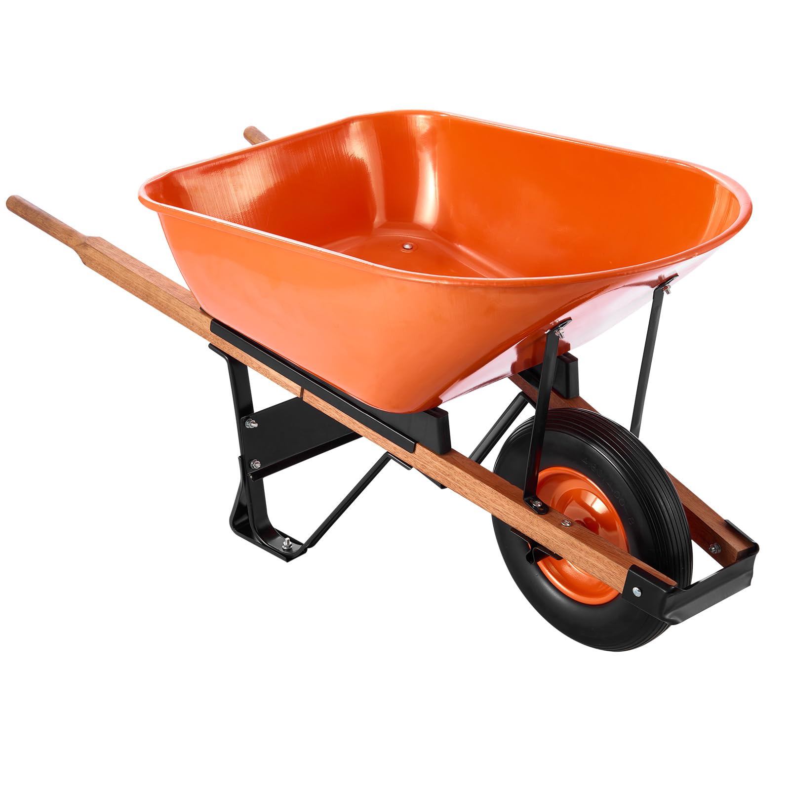 Happybuy Wheelbarrow Cart, 6 Cu. Ft. Load & 330 lbs Capacity, One Wheel Garden Dump Cart Wheel Barrow with Metal Handle & 16" Wide Track Wheels, Easy Loading Utility Yard Cart & Wagons for Lawn Farm