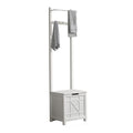 Derby Laundry Hamper with Seat & Towel Rack – Storage Stool for Entryway, Laundry Room, or Bathroom by Alaterre Furniture (White)