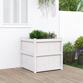 Mhdvray Large 27.6" White Solid Pine Wood Outdoor Raised Garden Planter Box, Elevated Flower & Vegetable Bed for Patio Balcony Terrace