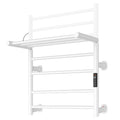 Caldayx Foldable Heated Towel Rack, Dual-Zone Electric Towel Warmer Rack with Timer, GFCI Plug-in or Hardwired, Wall-Mounted, Drill-Free Installation, Matte White, CA3-700X550-Standard-MW