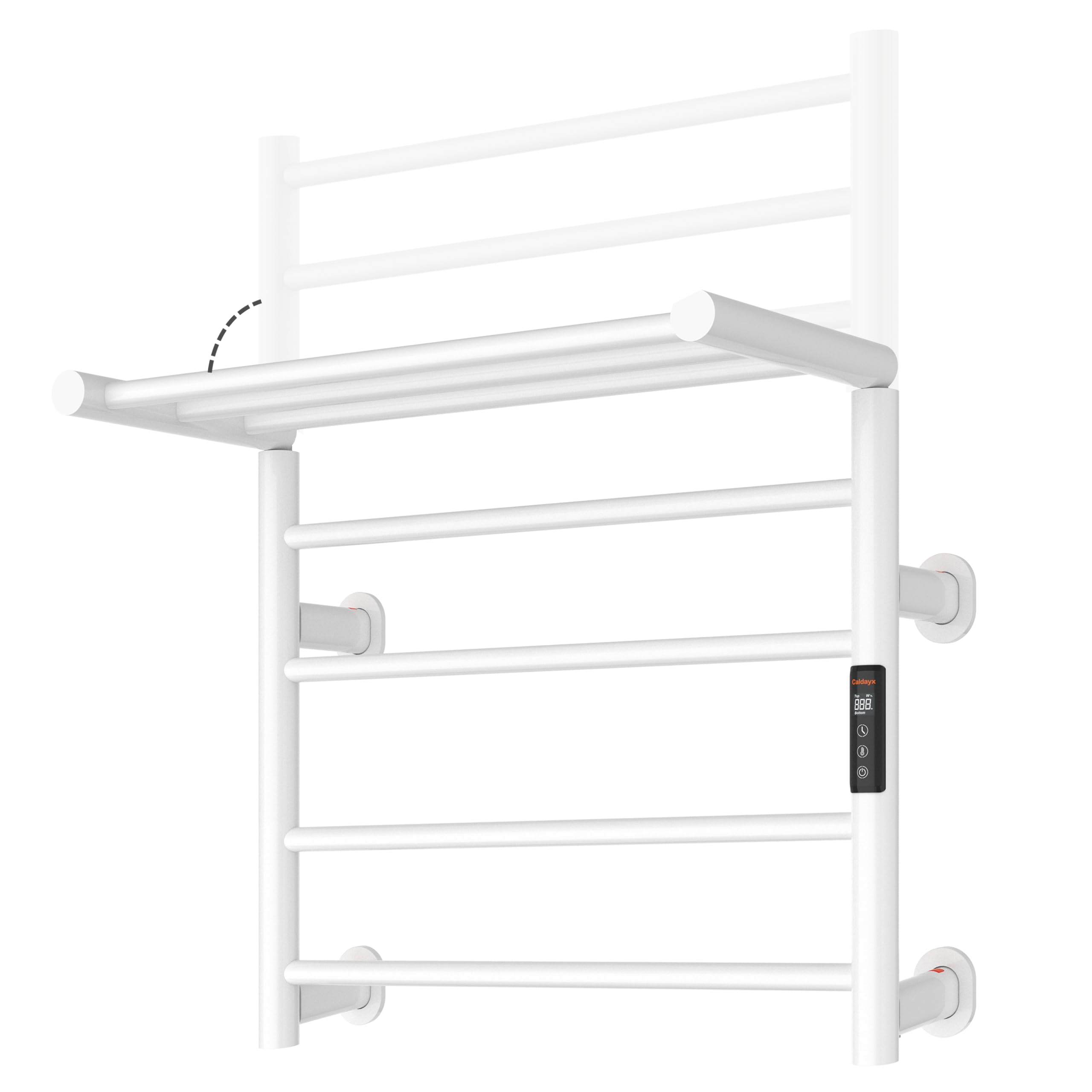 Caldayx Foldable Heated Towel Rack, Dual-Zone Electric Towel Warmer Rack with Timer, GFCI Plug-in or Hardwired, Wall-Mounted, Drill-Free Installation, Matte White, CA3-700X550-Standard-MW