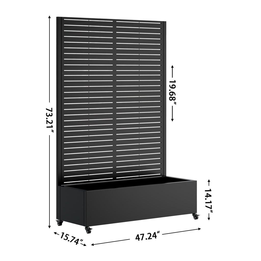 Nevoc Metal Raised Garden Bed, Outdoor Planter Box with Trellis on Wheels, Weather-Resistant Plant Planter for Climbing Plants Flower Vegetables for Patio Backyard Poolside (73"x47"x16", A)