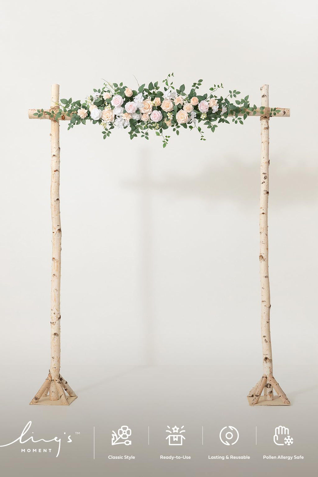 Ling's moment Wedding Arch Flowers - 6.5FT Floral Garland for Ceremony Arbor Backdrop Decoration - Artificial Rose Floral Swag for Sweetheart Table Birthday Party, Baby Shower, Blush Pink