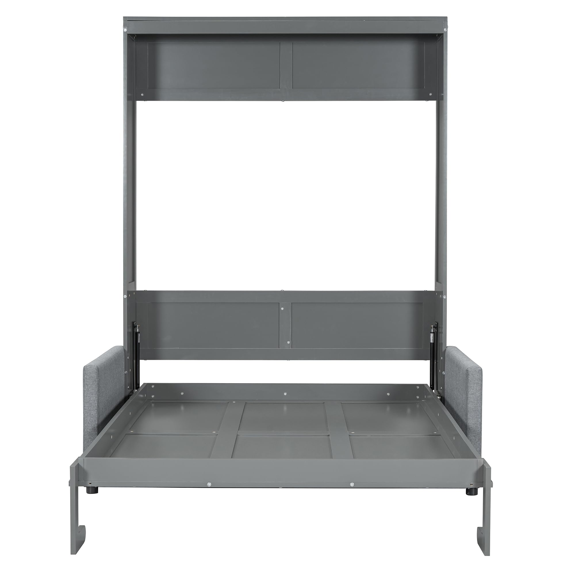 Ball & Cast Murphy Bed Full Size Wall Bed with Sofa,can be Folded,Multifunctional Wood Hideaway Cabinet Bed Frame,Slat Support,Save Space,for Apartment,Guest Room,Gray