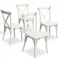 BTEXPERT Resin Indoor Outdoor Dining Chairs Set of 4 Stackable Patio Farmhouse Chairs with X-Back, Heavy-Duty Waterproof Distressed Kitchen Dining Chairs, 400 lb Capacity, Weathered Whitewashed