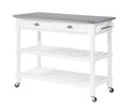 Convenience Concepts French Country 3-Tier Stainless Steel Kitchen Cart with Drawers, White