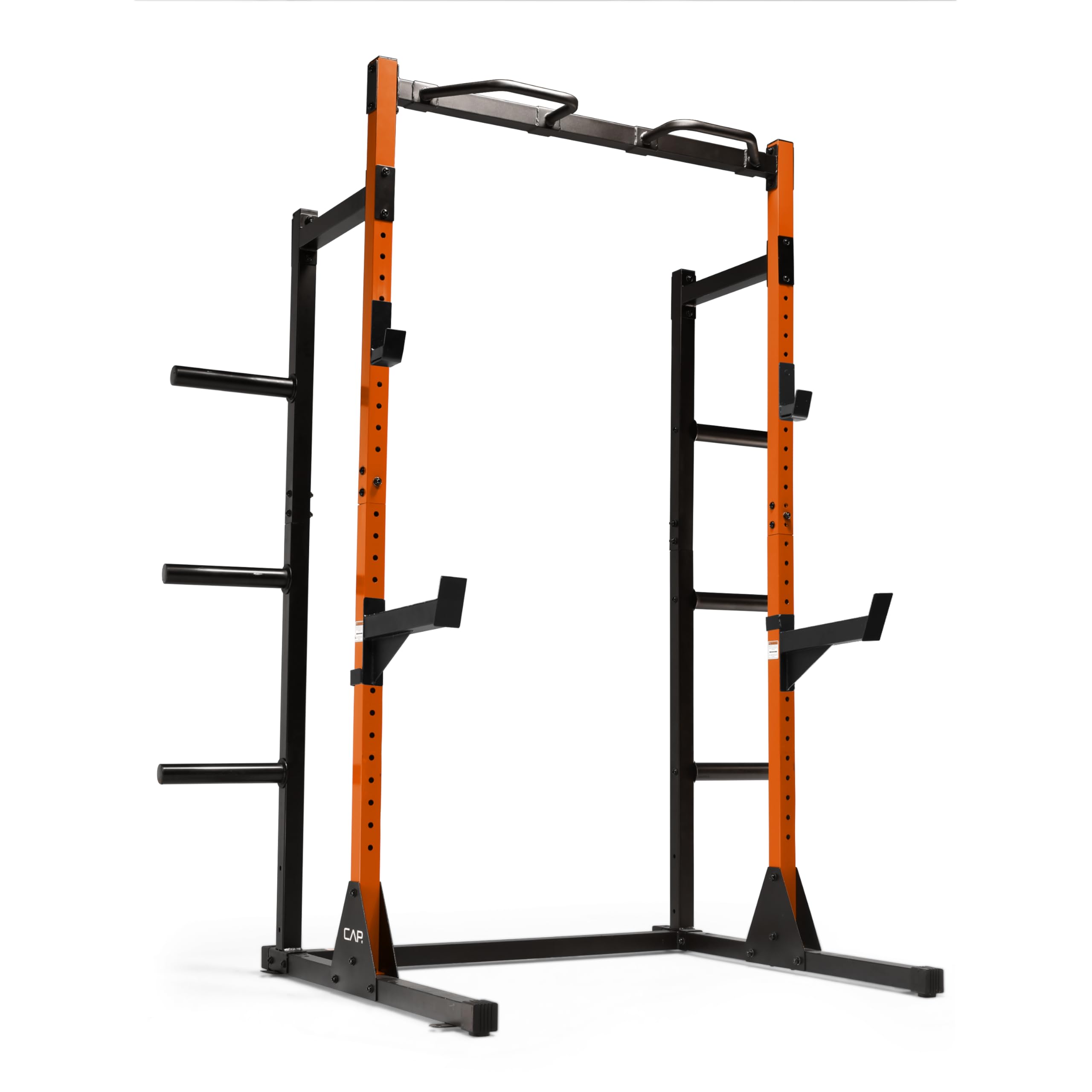 Cap Power Rack with Pull Up Bar & Attachments - Squat Rack & Strength Training Power Cage for Home Gym - Orange