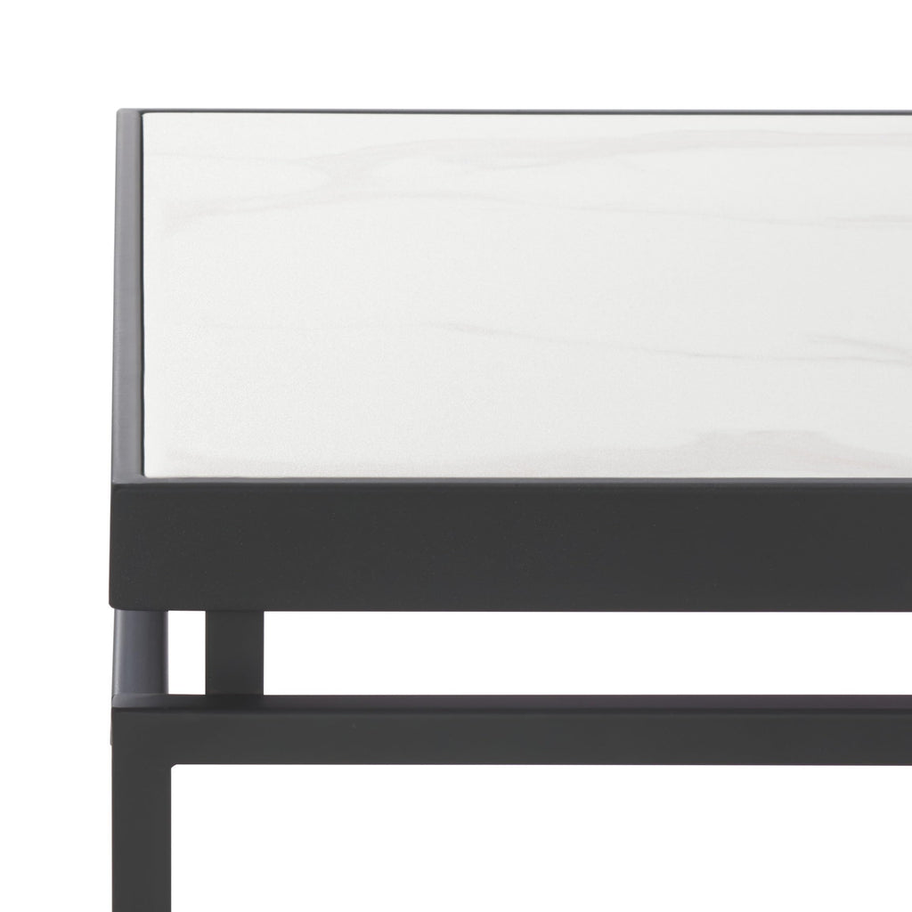 SAFAVIEH Home Collection - Acelin White Faux Marble Top & Black Metal Base Rectangular Coffee Table (COF7017A)