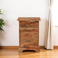HomeRoots 565281 30 in. Natural Solid Wood Three Drawers Filing Cabinet
