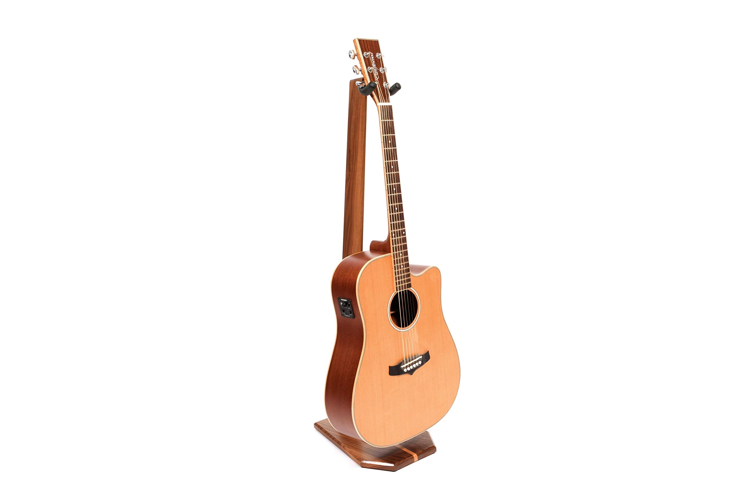 Ruach GS-5 Wooden Guitar Stand for Acoustic and Electric Guitar - Walnut Hardwood
