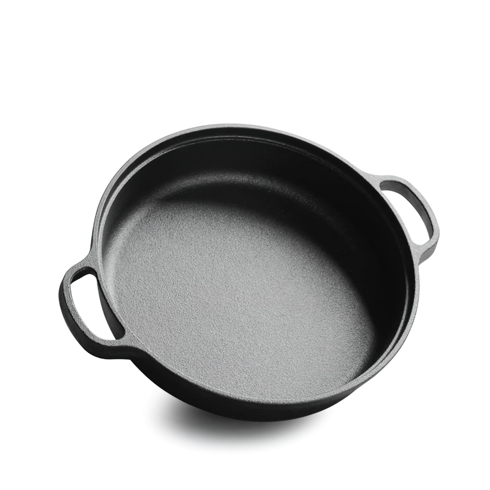 LI-GELISI Deepened flat-bottom cast iron frying pan, double-handle thickened uncoated old-fashioned iron pot, pancake and steak frying household multi-purpose large iron pot (25 inch)