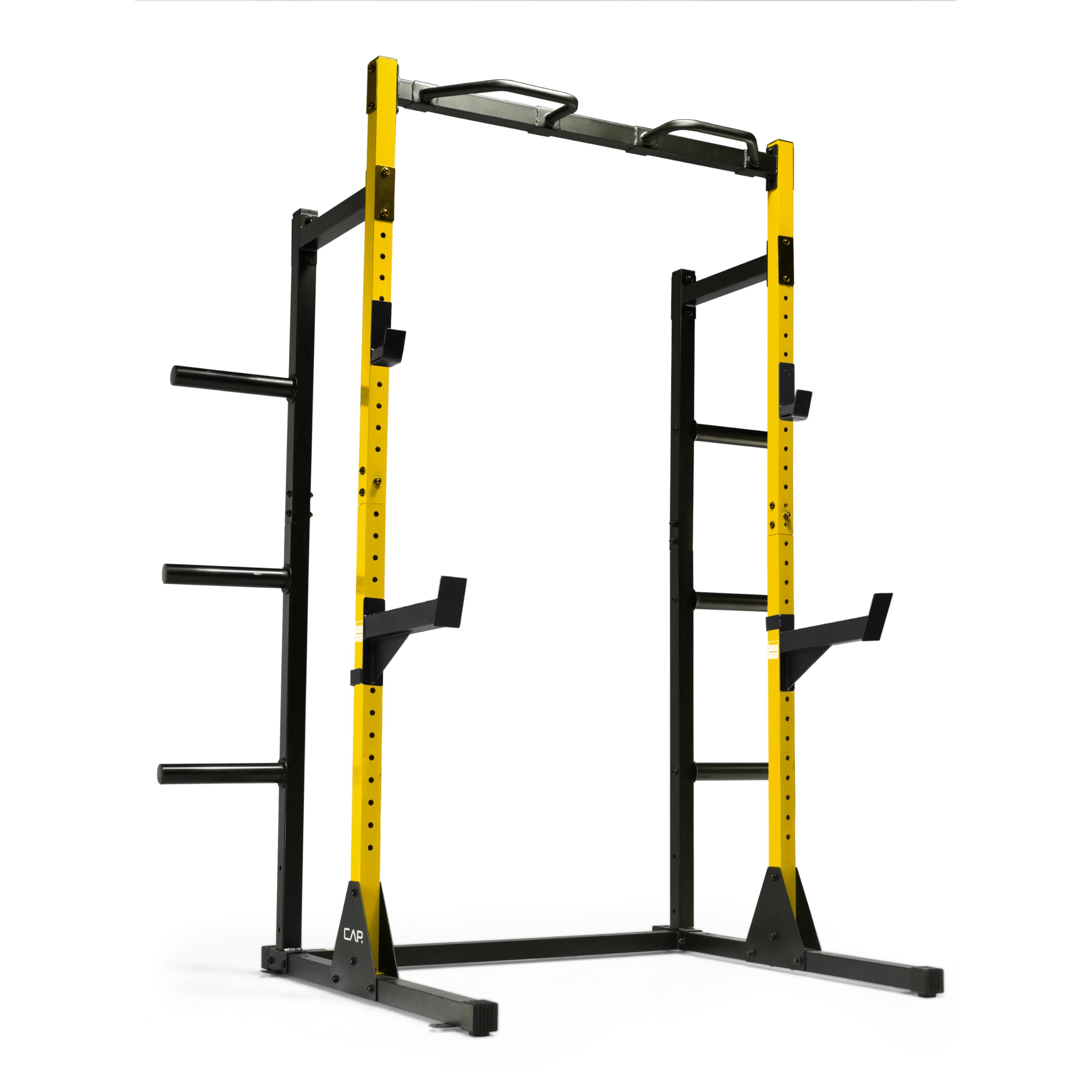 Cap Power Rack with Pull Up Bar & Attachments - Squat Rack & Strength Training Power Cage for Home Gym - Yellow