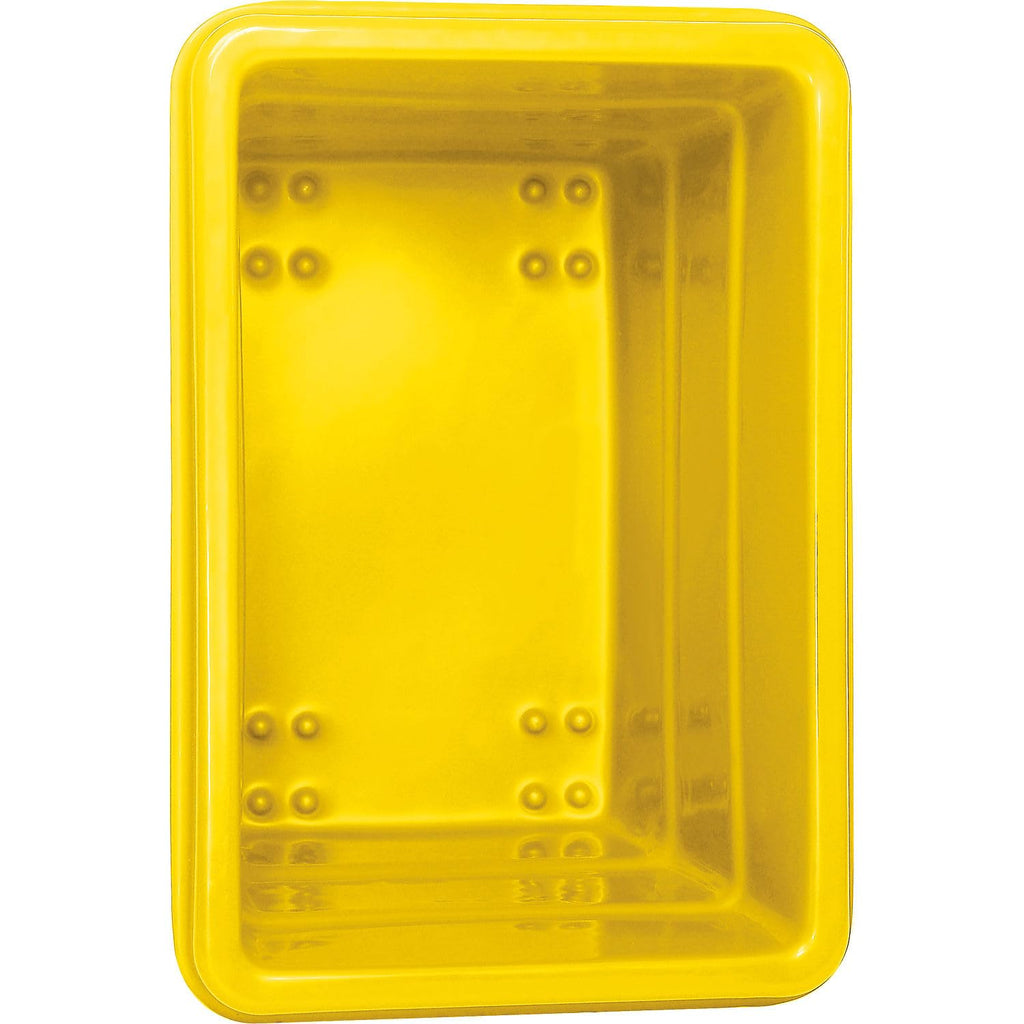 Global Industrial 6 Bushel Plastic Bulk Box Truck, Direct Mount Base, 500 lbs. Capacity, 3" Non-Maring Rubber Casters, Yellow, 33-2/5"L x 23" W x 24-1/2"H