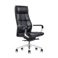 FURIJING Genuine Leather Aluminum Base High Back Executive Chair,Modern Ergonomic Real Leather Office Chair Boss Executive Chair with Synchro-Tilt Mechanism-Black.