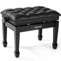 AKLOT Hydraulic Piano Bench, Keyboard Bench with Padded Cushion, Ajustbale Heavy Duty Piano Seat with High-Density Sponge, Piano Stool 23.22"X 15.75" Solid Wooden Piano Chair for Pianist（Black