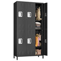 GarveeHome Metal Storage Locker with 6 Doors, Metal Locker for Employees with 18 Hooks for Garage School Office Gym Home, Assembly Required, Black