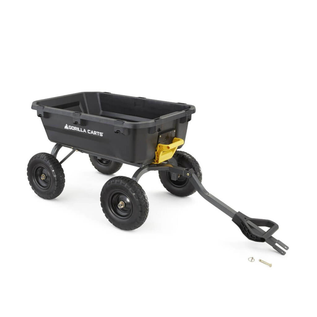 Gorilla Carts 7GCG-NF Heavy-Duty Poly Dump Garden Cart with No-Flat Tires, 7 Cubic Feet, 1200-Pound Capacity, Black, Amazon Exclusive
