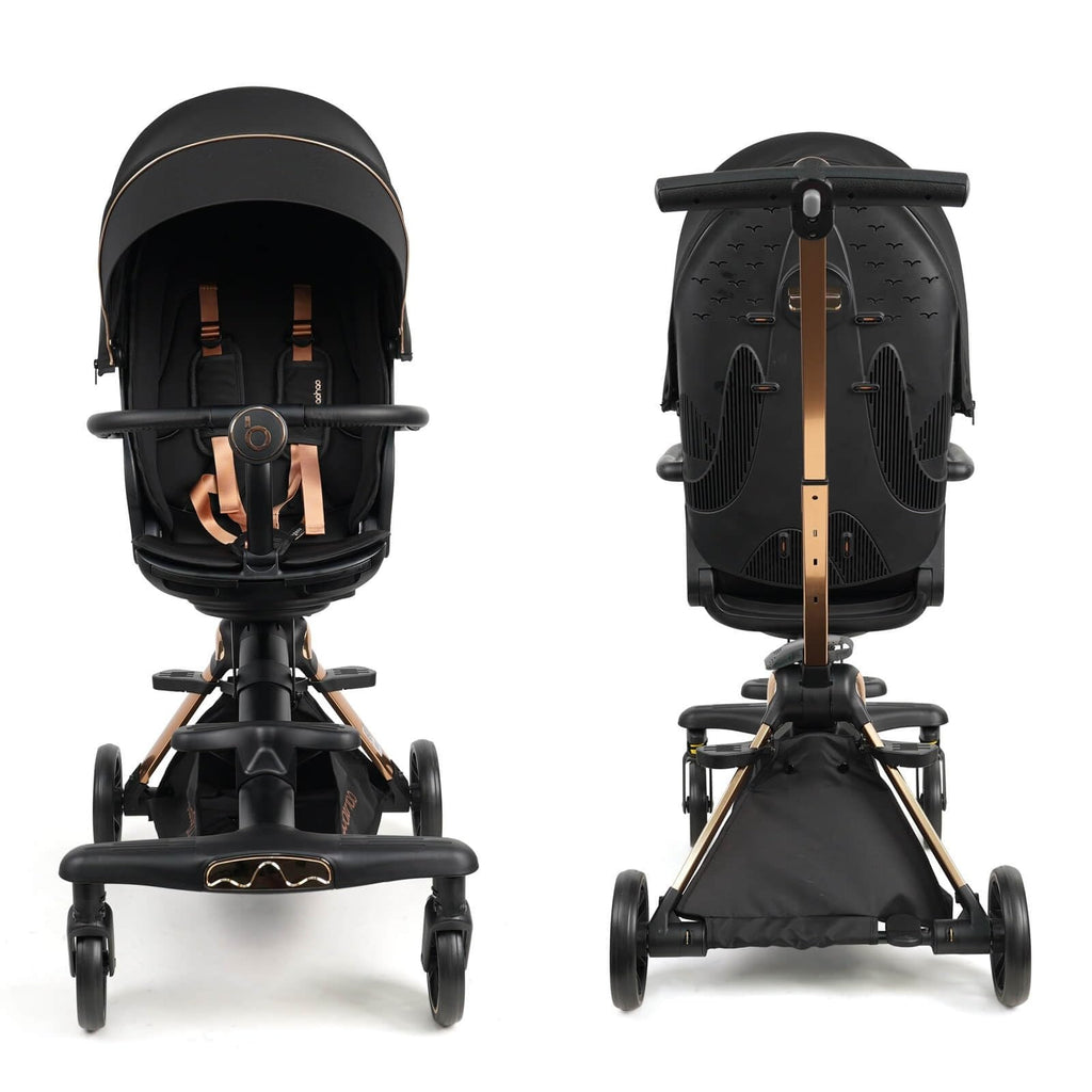 Lightweight Folding Stroller Wagon for Baby & Toddler Travel, 360° Reversible Seat, Adjustable Canopy with Storage Basket, Airplane-Friendly Compact Umbrella Stroller,Glory Black