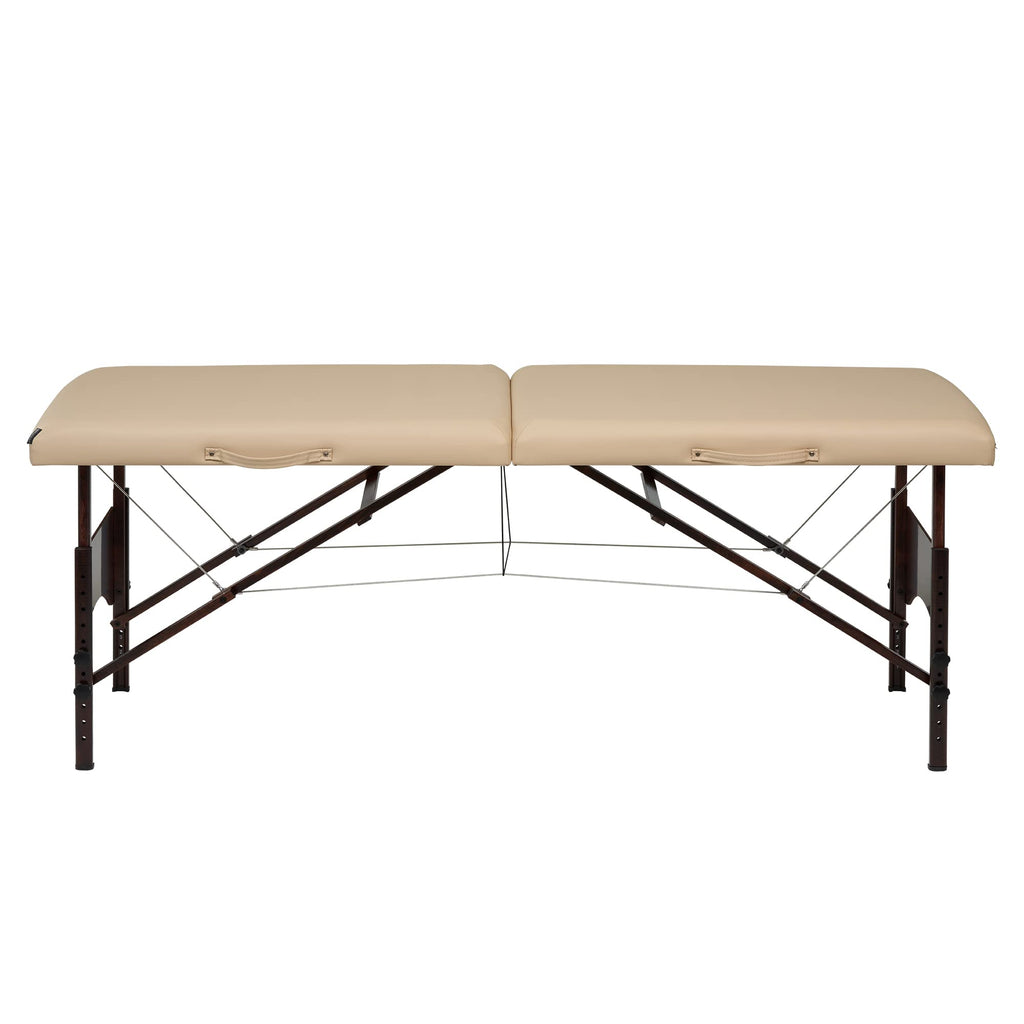 Master Massage 28" Argo Portable Massage Table in Cream with Walnut Legs- Spa Bed for Tabletop Exercise & Massage- Beauty Bed Tattoo Bed- Lash Table